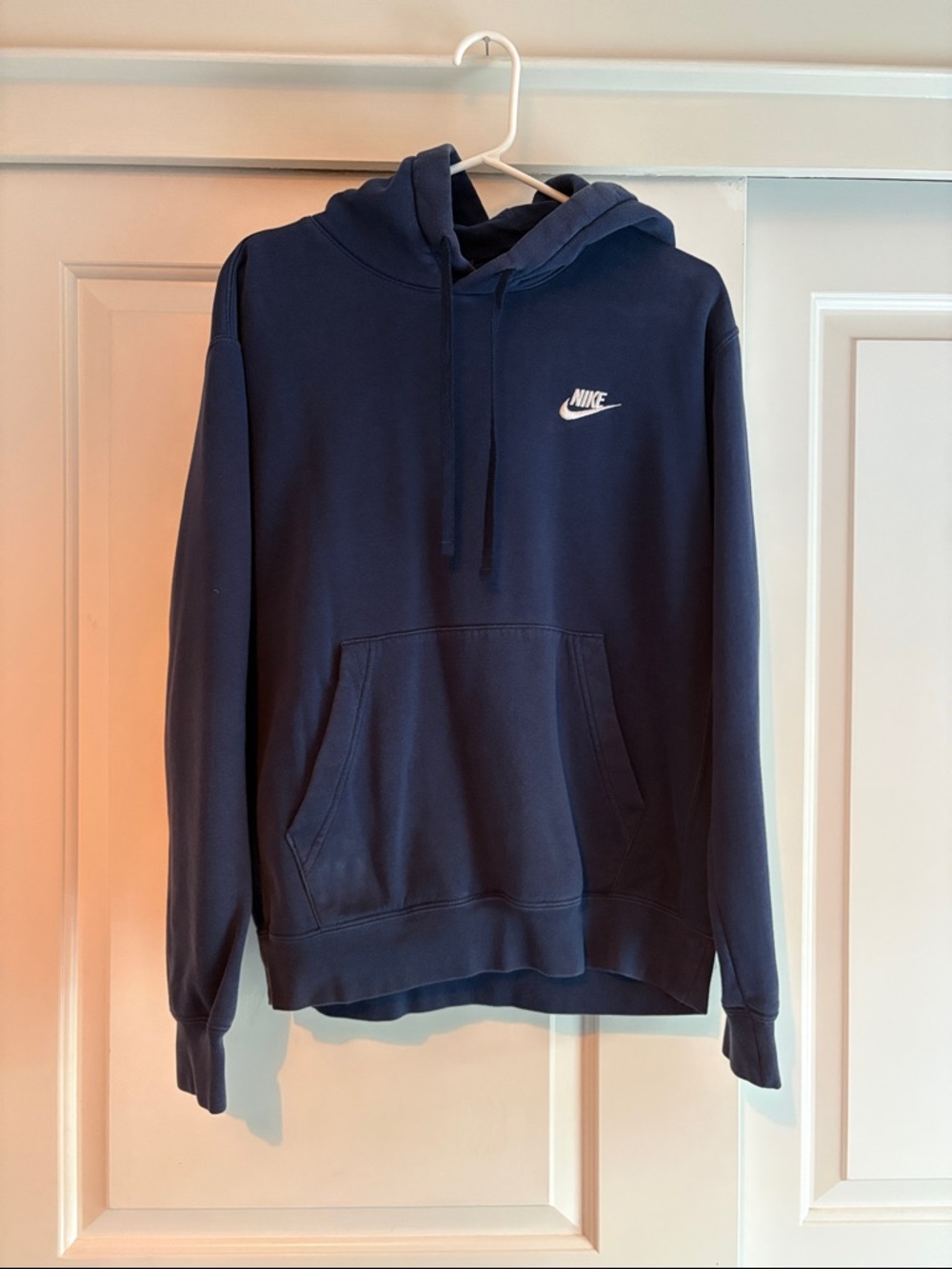 Nike Navy Blue Pullover Hoodie with Small Swoosh